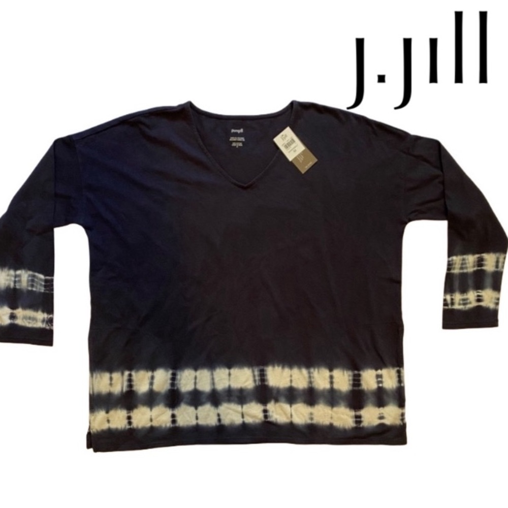 J. Jill Black and Cream Tie-Dye Top